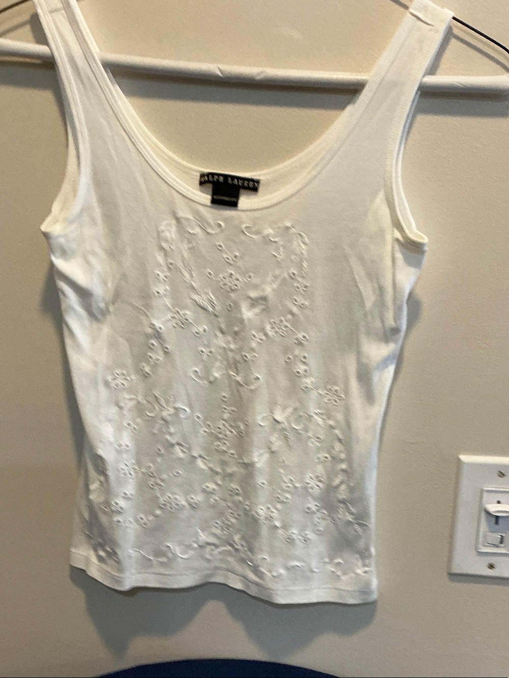 RALPH-LAUREN BLK LABEL WHITE EMBROIDERED TANK TOP